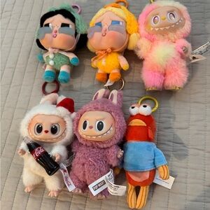 All 6 Authentic Pop Mart Labubus + SpongeBob Bag Charms
